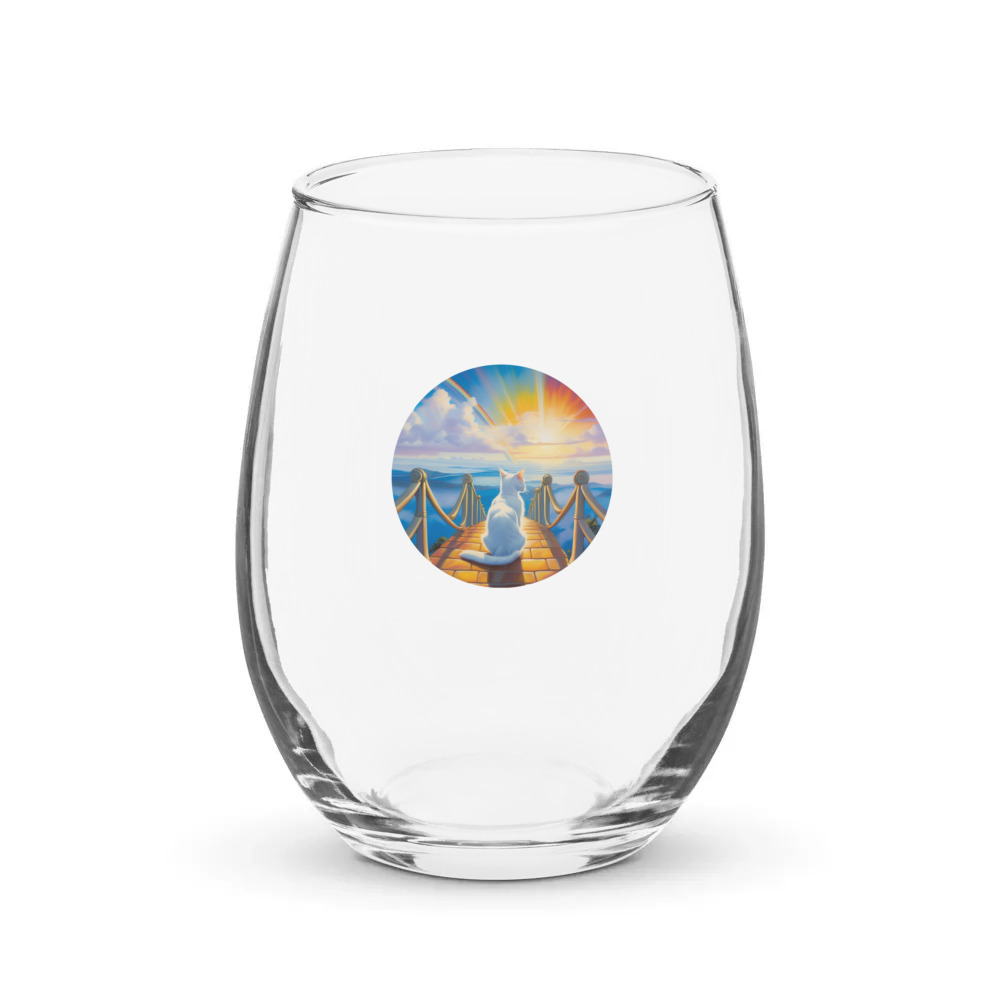 PugMug Custom White Companion Cat Stemless Wine Glass