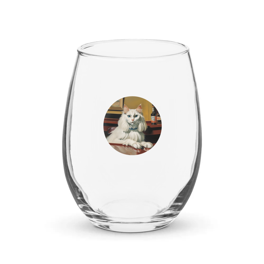 PugMug Custom White Ragdoll Cat Stemless Wine Glass