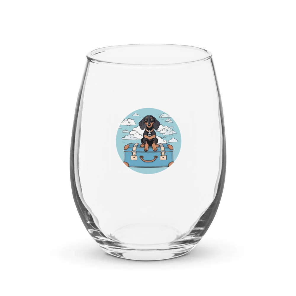 PugMug Custom Black Dachshund Stemless Wine Glass