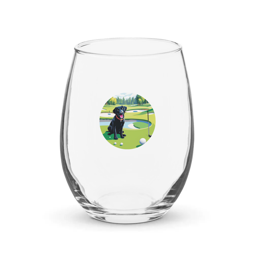 PugMug Custom Black Labrador Retriever Stemless Wine Glass