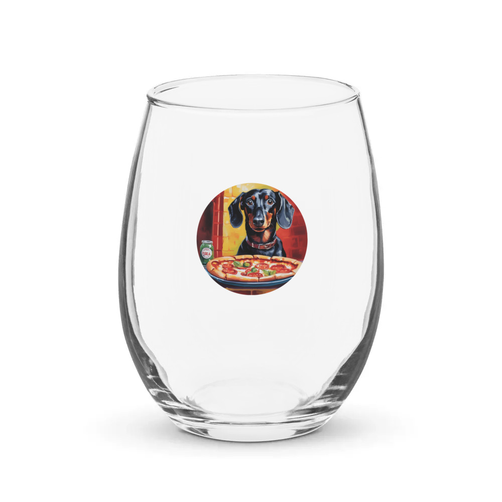 PugMug Custom Black Dachshund Stemless Wine Glass