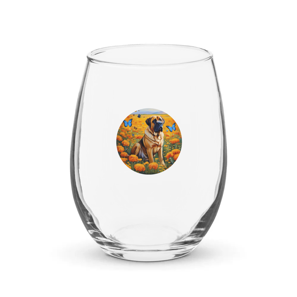 PugMug Custom Mastiff Stemless Wine Glass