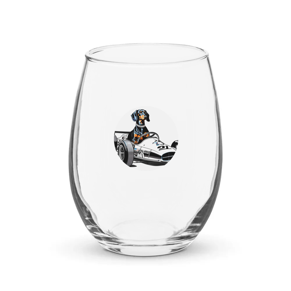 PugMug Custom Black Dachshund Stemless Wine Glass