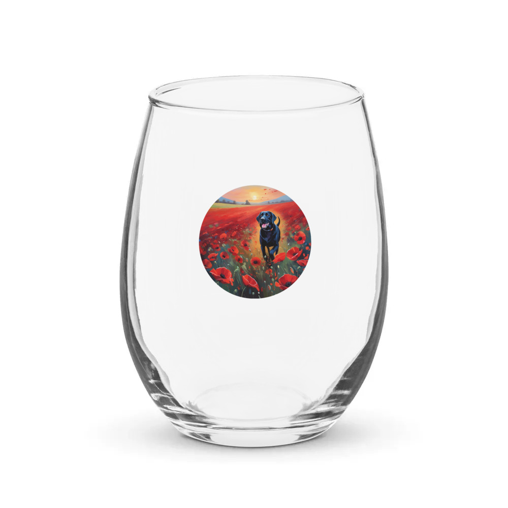 PugMug Custom Black Labrador Retriever Stemless Wine Glass