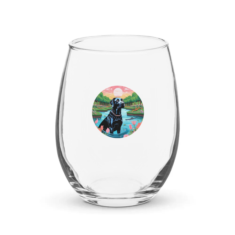 PugMug Custom Black Labrador Retriever Stemless Wine Glass