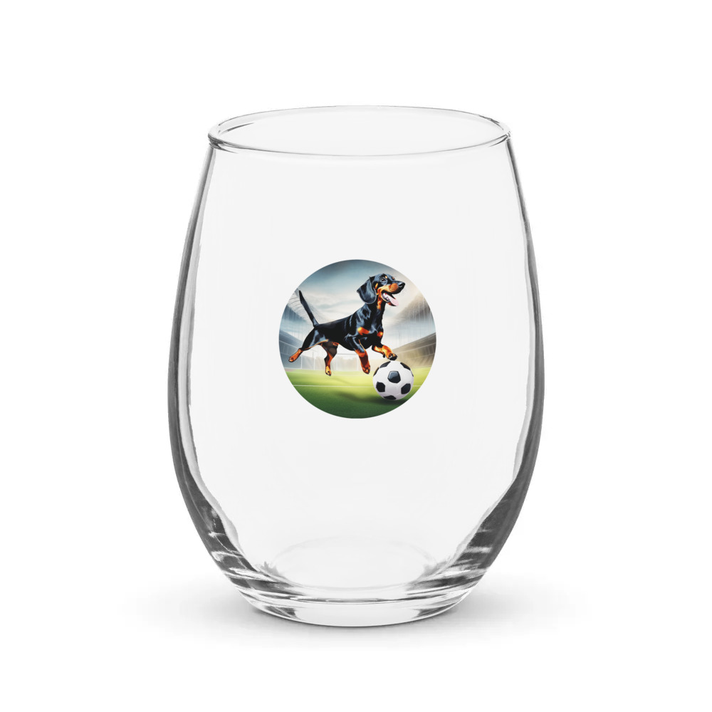 PugMug Custom Black Dachshund Stemless Wine Glass