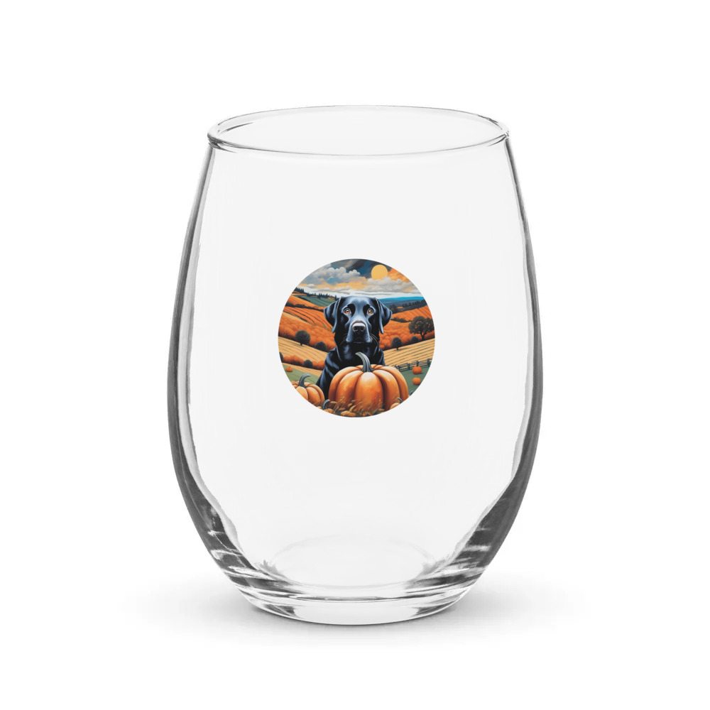 PugMug Custom Black Labrador Retriever Stemless Wine Glass