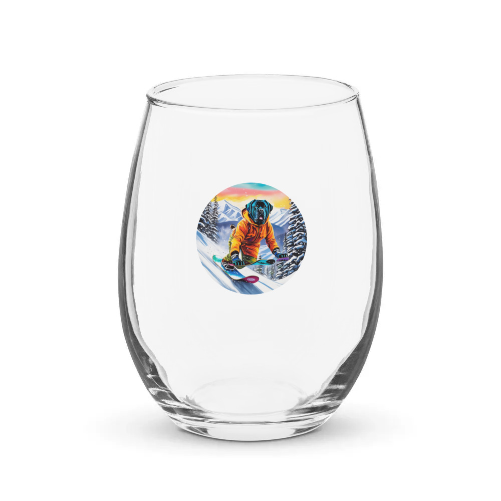 PugMug Custom Mastiff Stemless Wine Glass