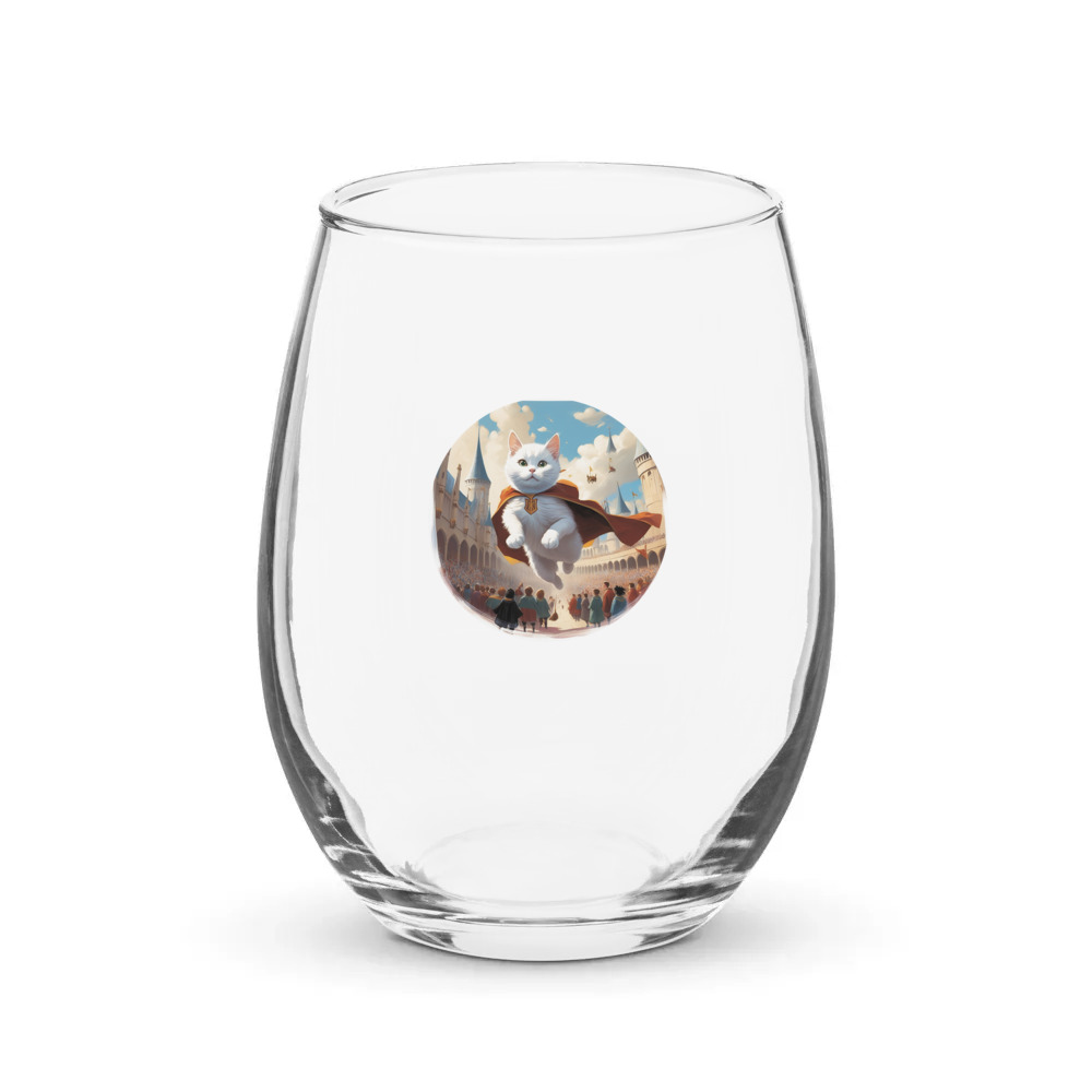 PugMug Custom White Companion Cat Stemless Wine Glass