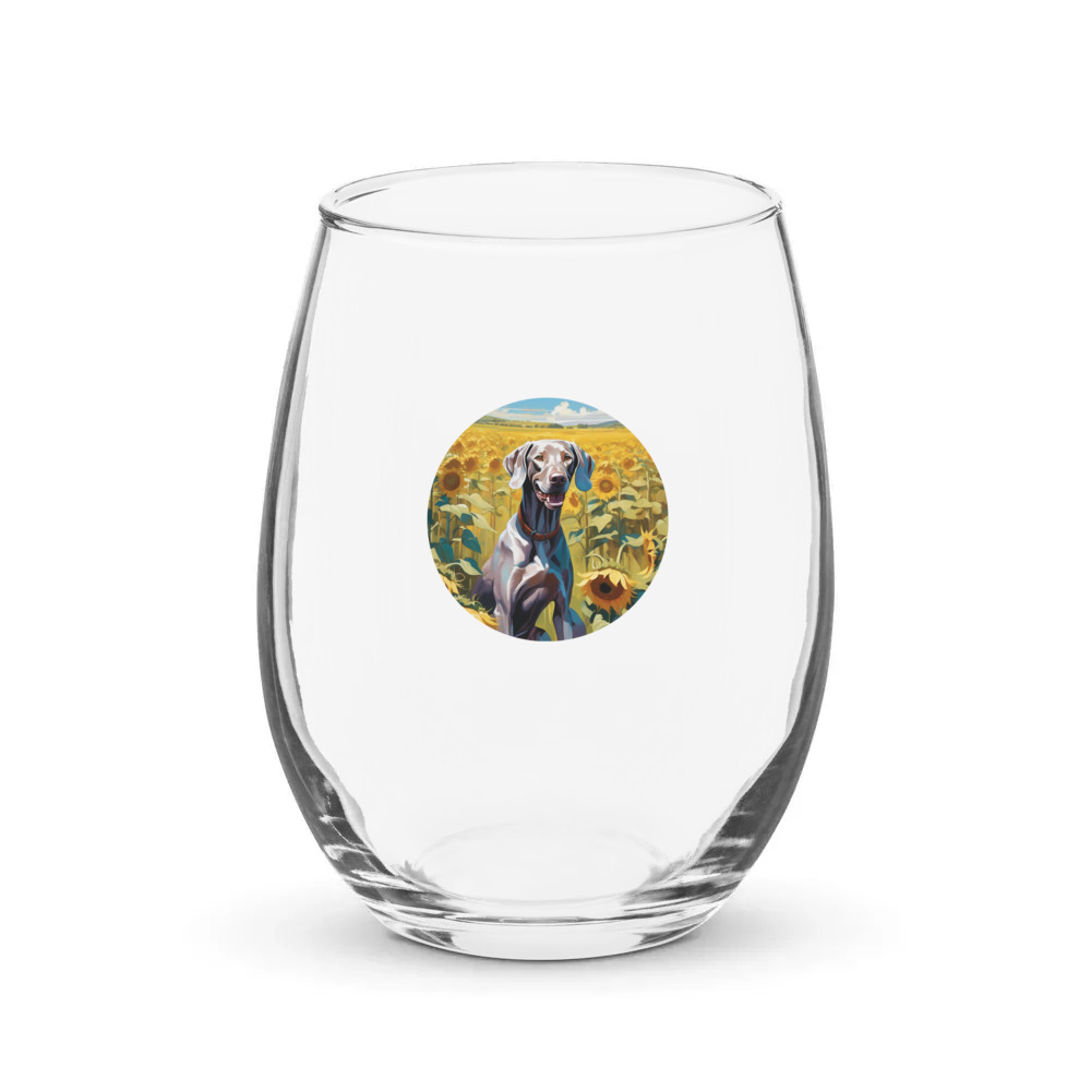 PugMug Custom Weimaraner Stemless Wine Glass