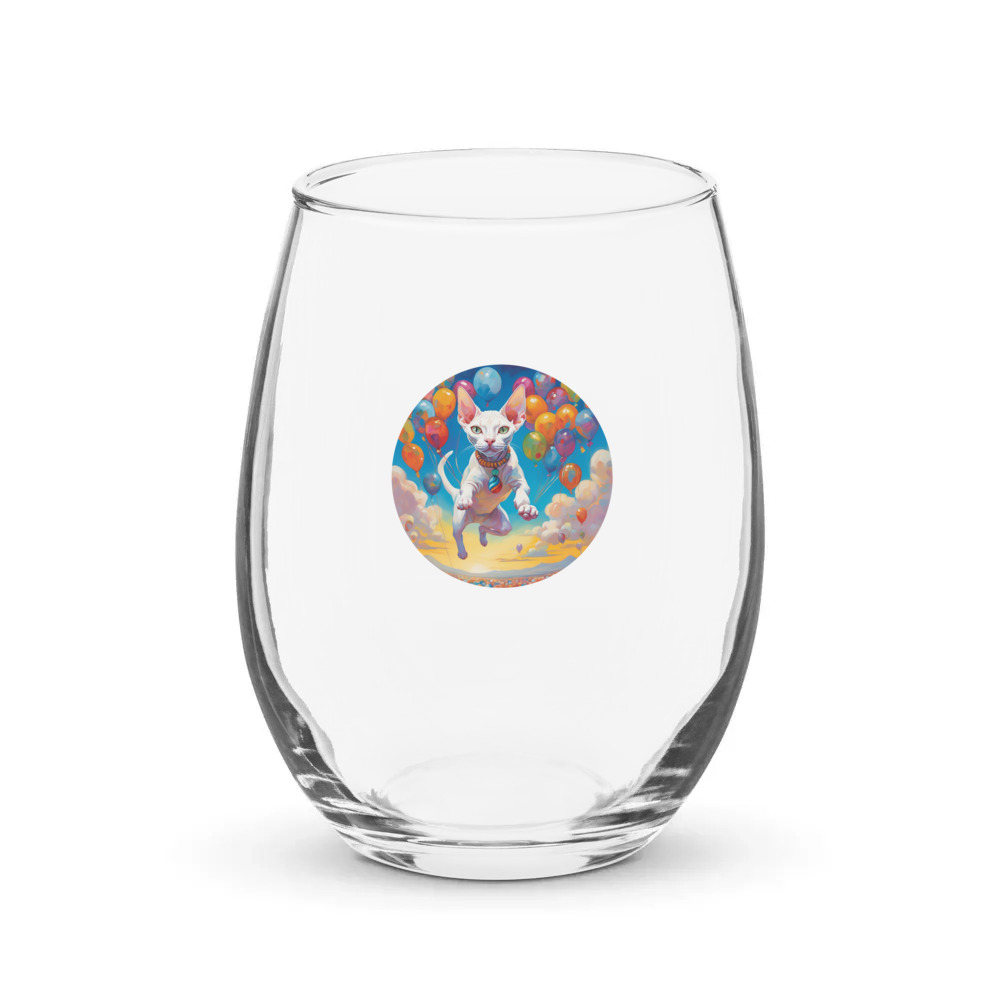 PugMug Custom White Sphynx Cat Stemless Wine Glass
