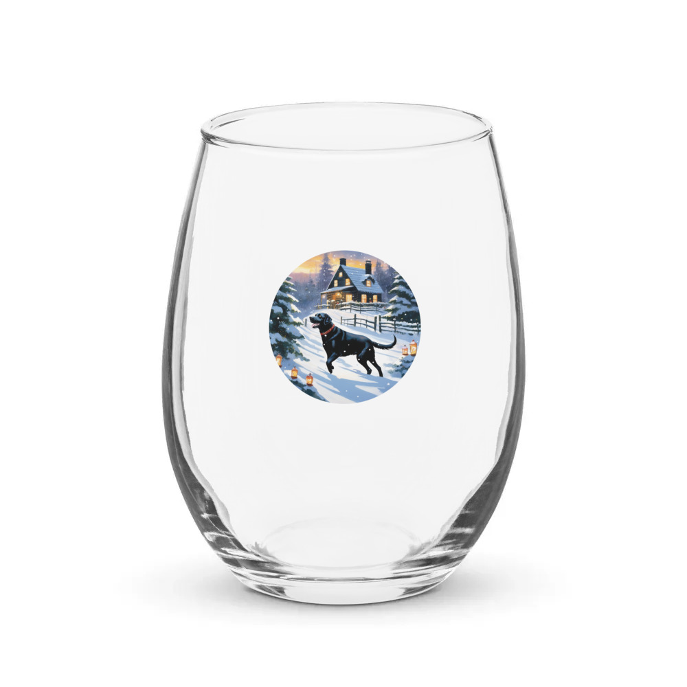 PugMug Custom Black Labrador Retriever Stemless Wine Glass