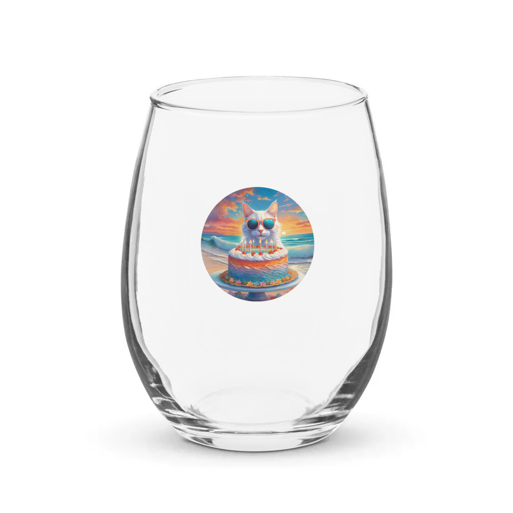 PugMug Custom White Companion Cat Stemless Wine Glass
