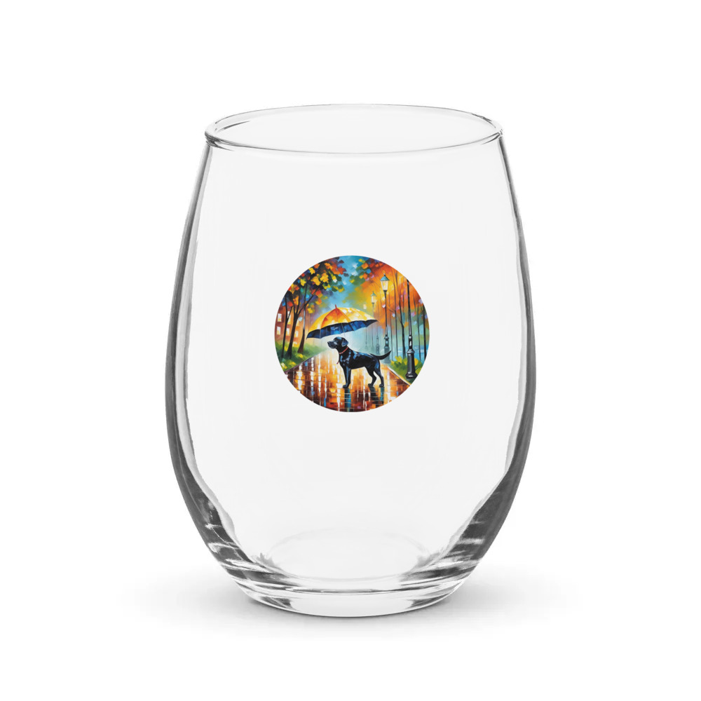PugMug Custom Black Labrador Retriever Stemless Wine Glass