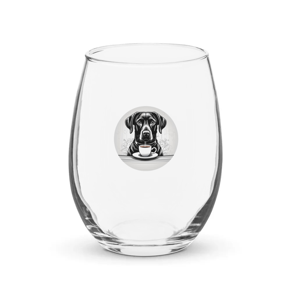 PugMug Custom Black Labrador Retriever Stemless Wine Glass