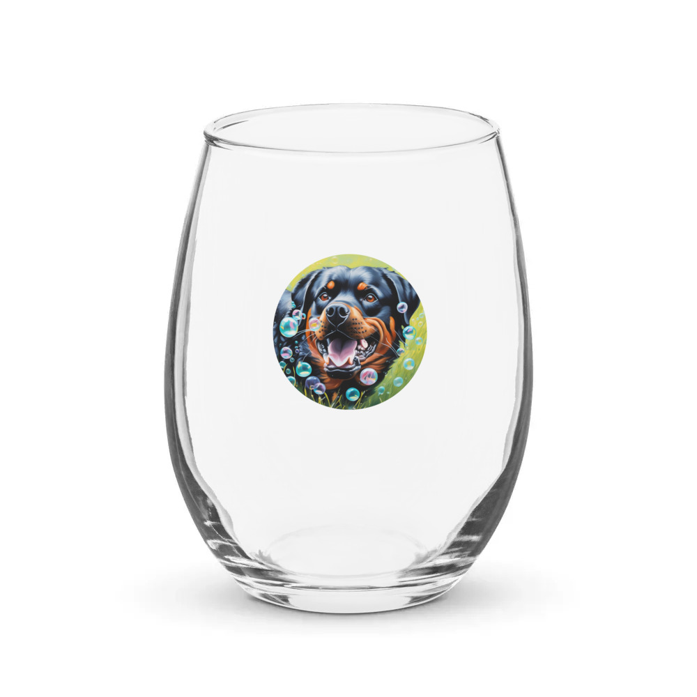 PugMug Custom Rottweiler Stemless Wine Glass