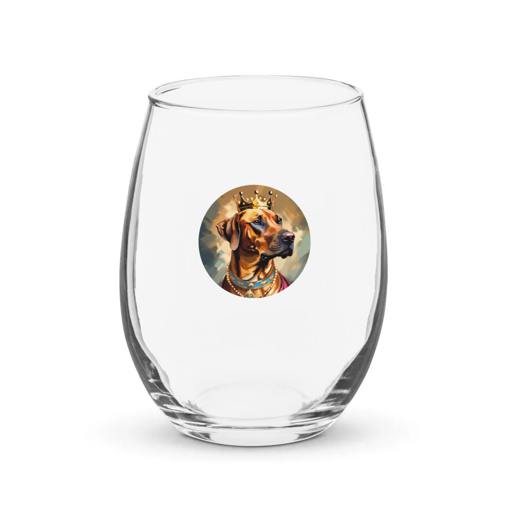 PugMug Custom Rhodesian Ridgeback Stemless Wine Glass