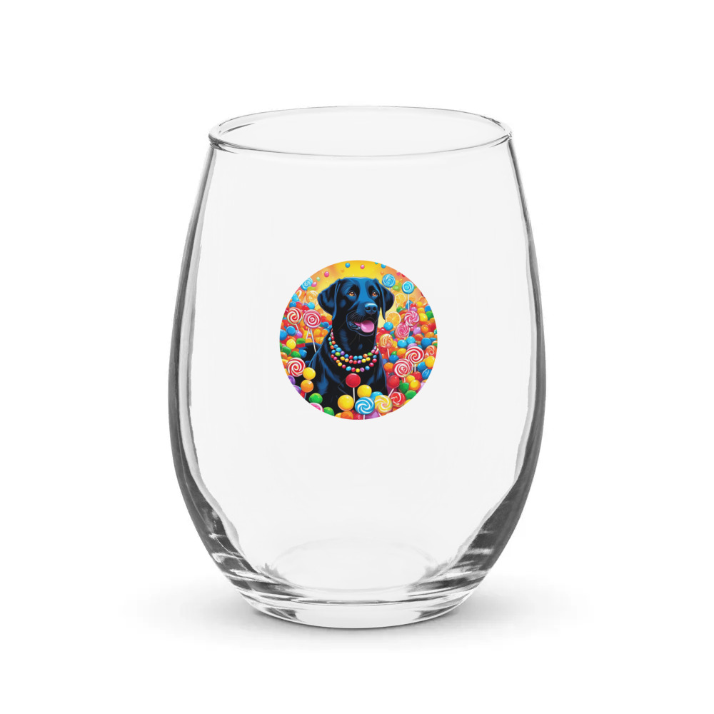 PugMug Custom Black Labrador Retriever Stemless Wine Glass