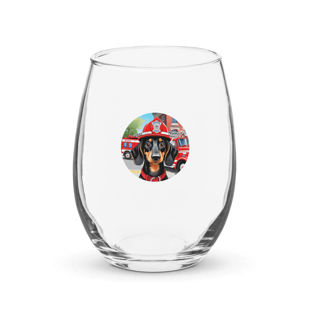 PugMug Custom Black Dachshund Stemless Wine Glass