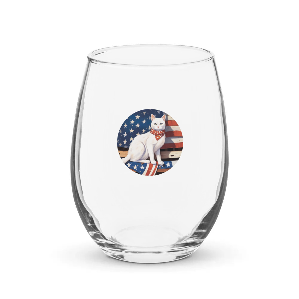 PugMug Custom White Companion Cat Stemless Wine Glass