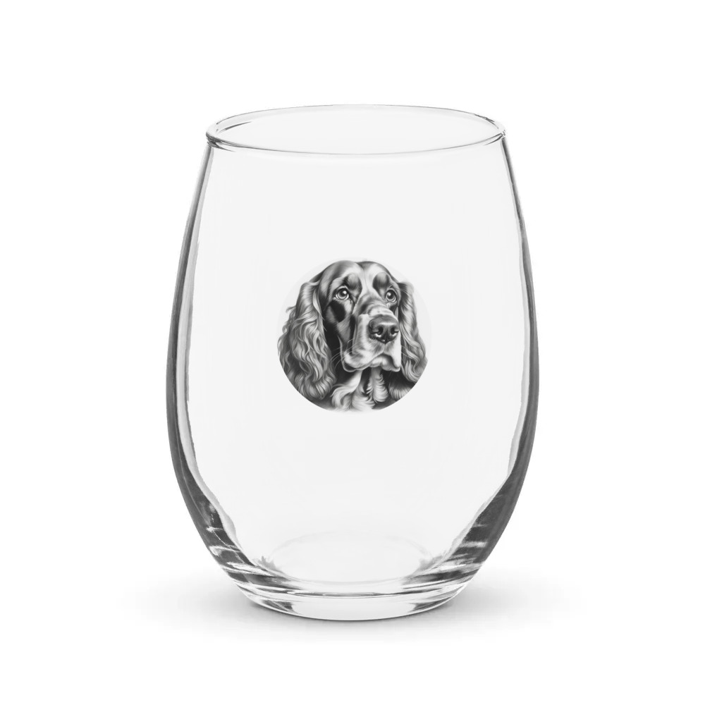 PugMug Custom English Cocker Spaniel Stemless Wine Glass