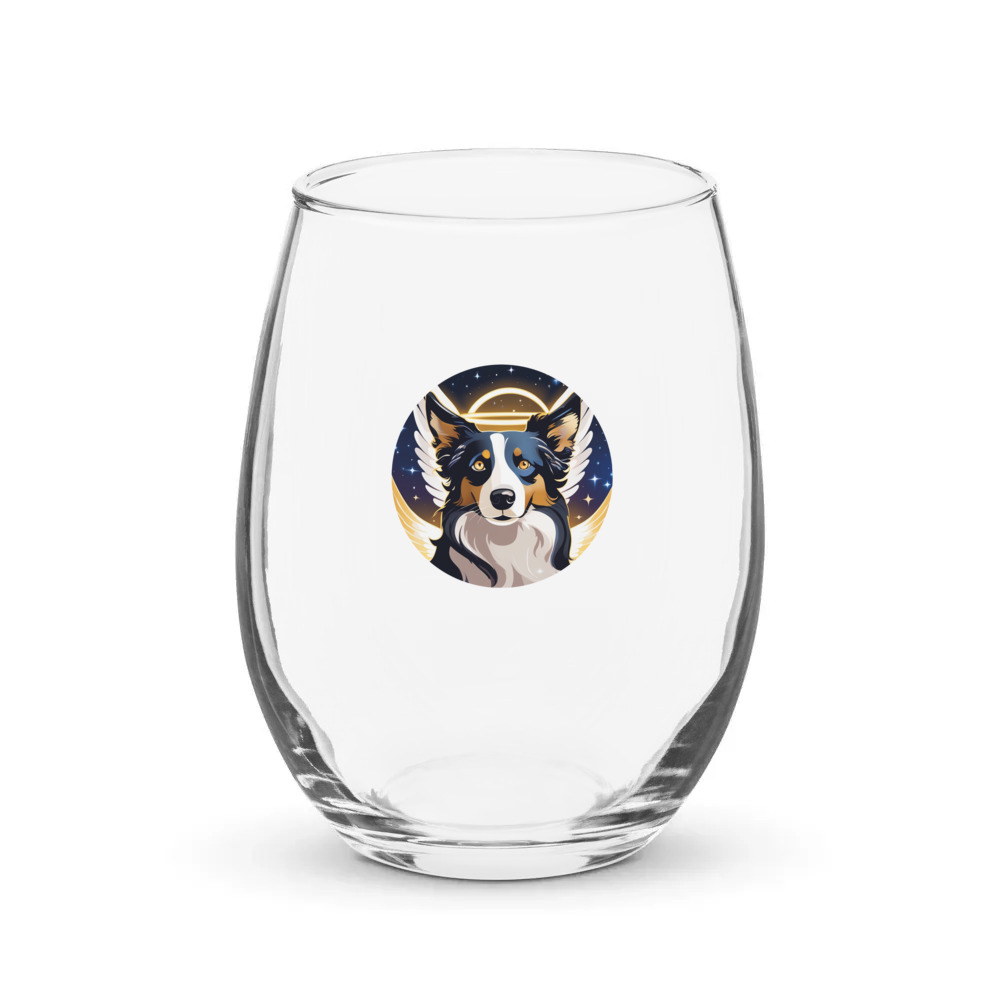 PugMug Custom Border Collie Stemless Wine Glass