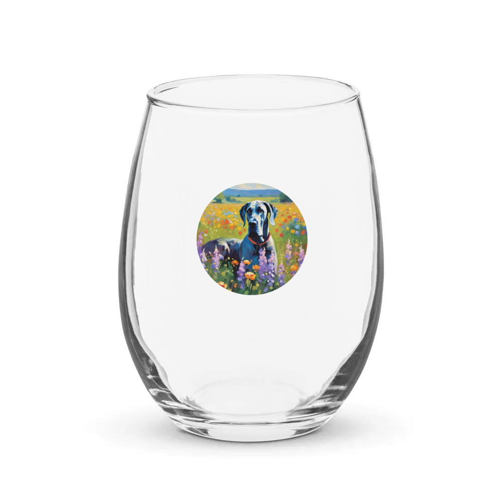 PugMug Custom Great Dane Stemless Wine Glass
