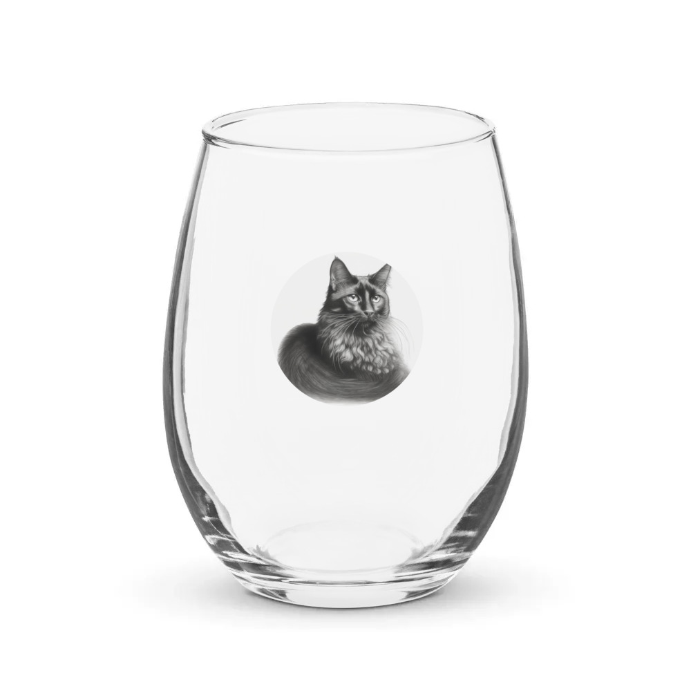 PugMug Custom Black Companion Cat Stemless Wine Glass
