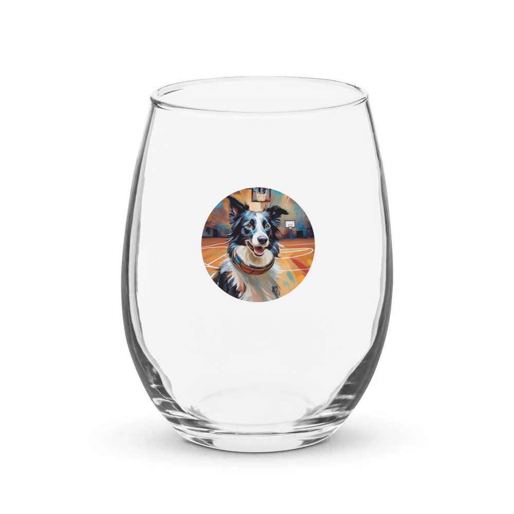 PugMug Custom Border Collie Stemless Wine Glass