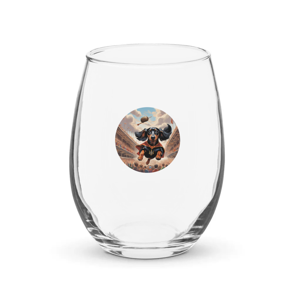 PugMug Custom Black Dachshund Stemless Wine Glass
