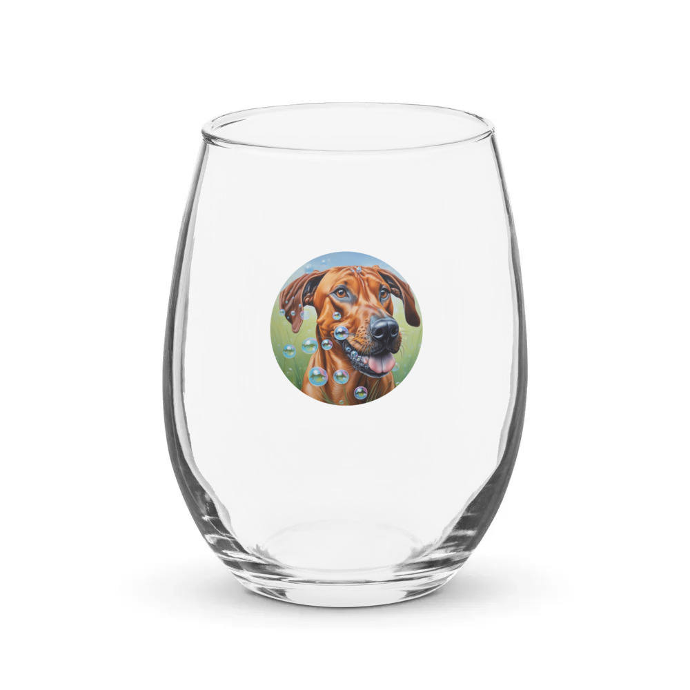 PugMug Custom Rhodesian Ridgeback Stemless Wine Glass