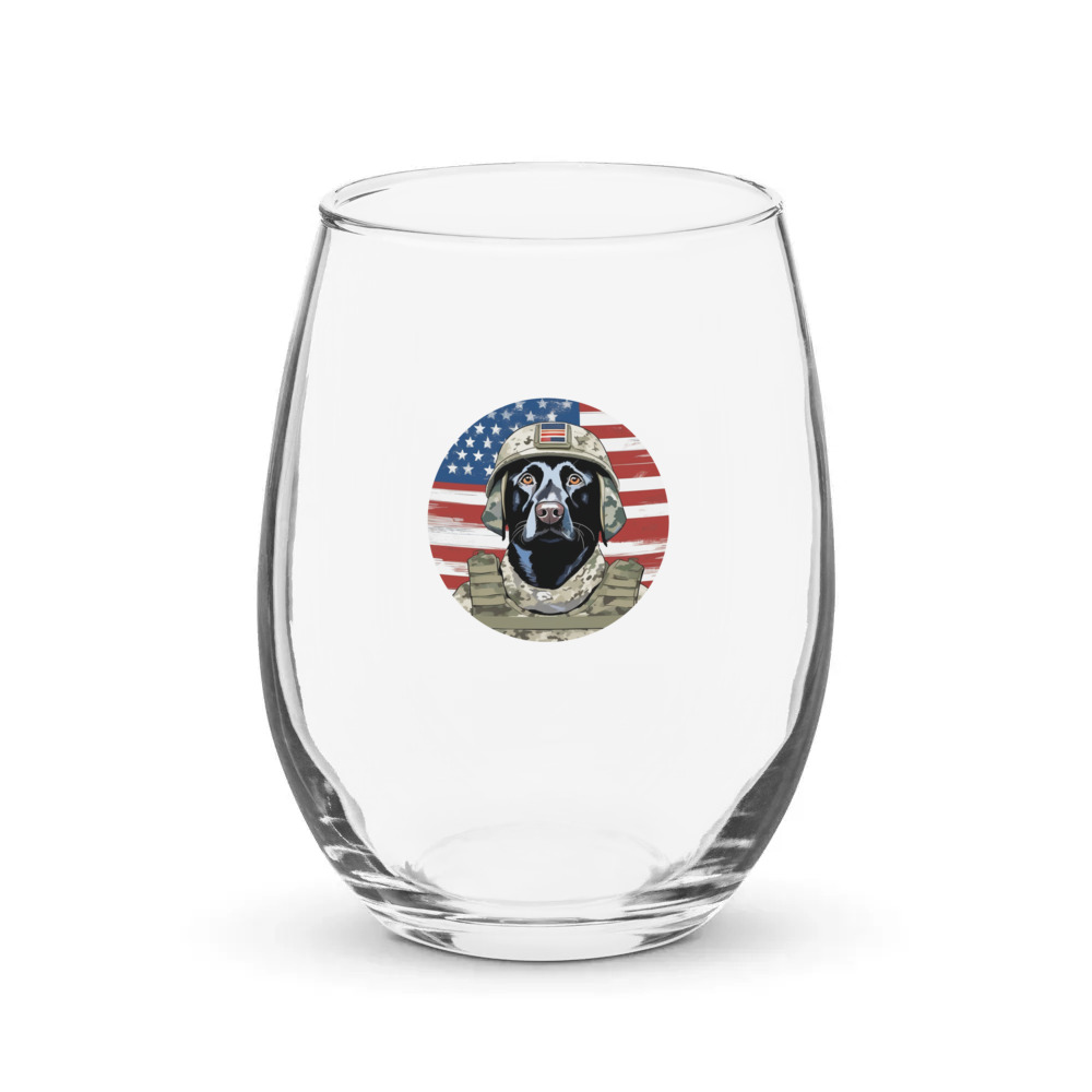 PugMug Custom Black Labrador Retriever Stemless Wine Glass