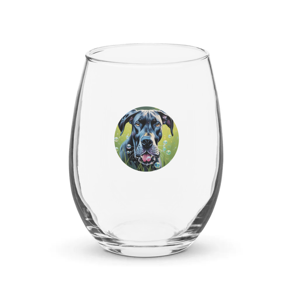 PugMug Custom Great Dane Stemless Wine Glass