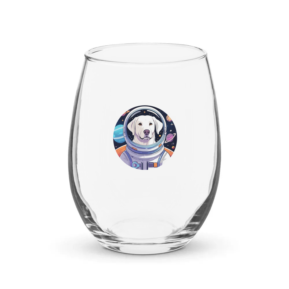 PugMug Custom White Labrador Retriever Stemless Wine Glass