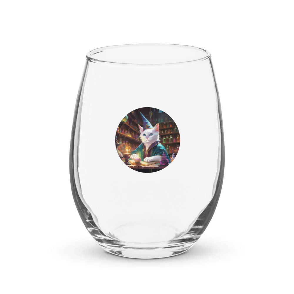 PugMug Custom White Exotic Cat Stemless Wine Glass