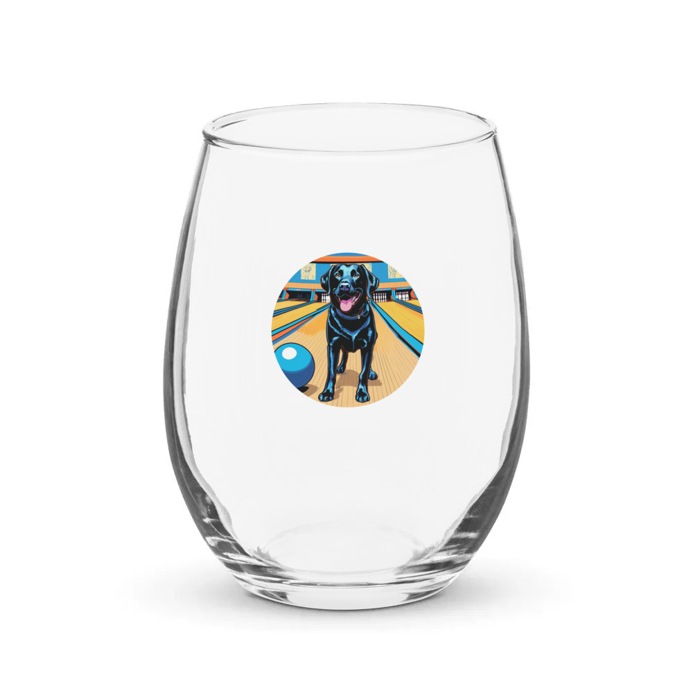 PugMug Custom Black Labrador Retriever Stemless Wine Glass