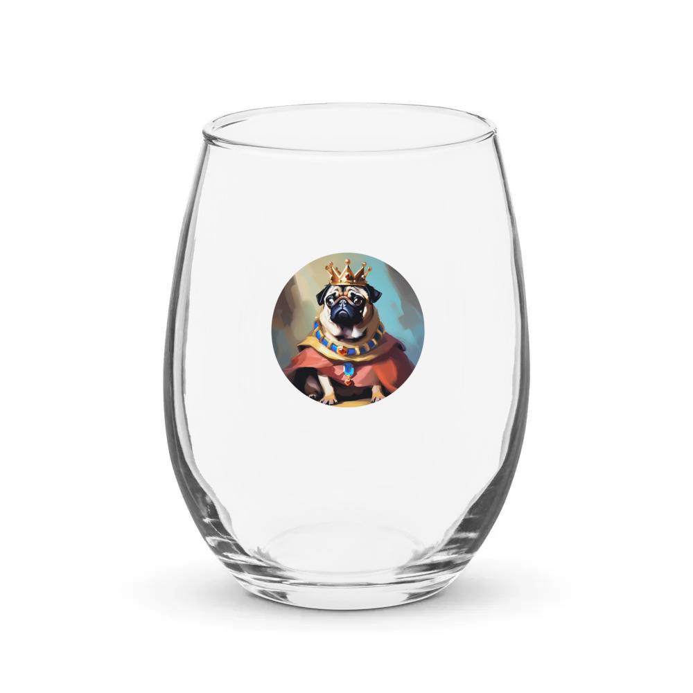 PugMug Custom Pug Stemless Wine Glass