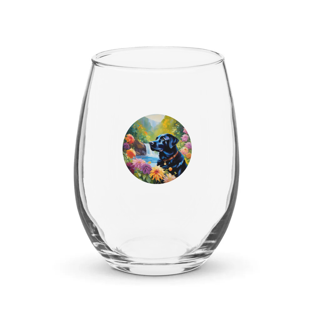 PugMug Custom Black Labrador Retriever Stemless Wine Glass