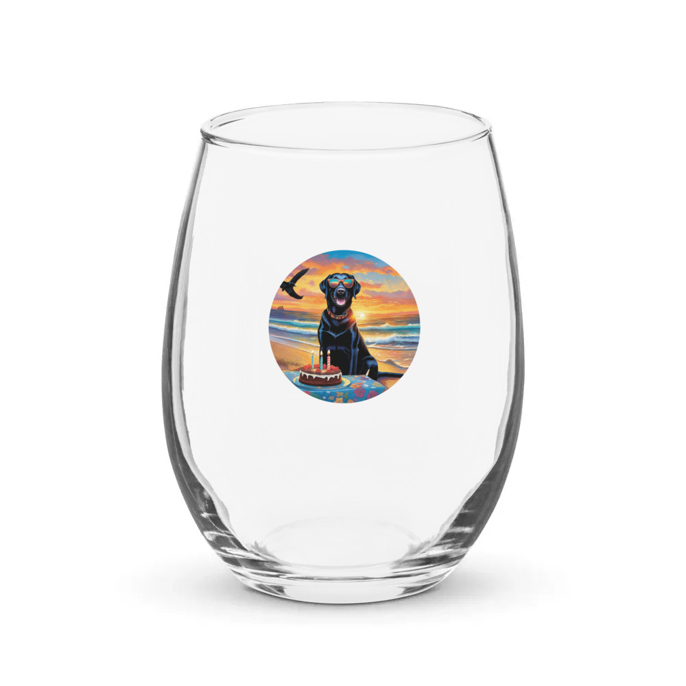 PugMug Custom Black Labrador Retriever Stemless Wine Glass