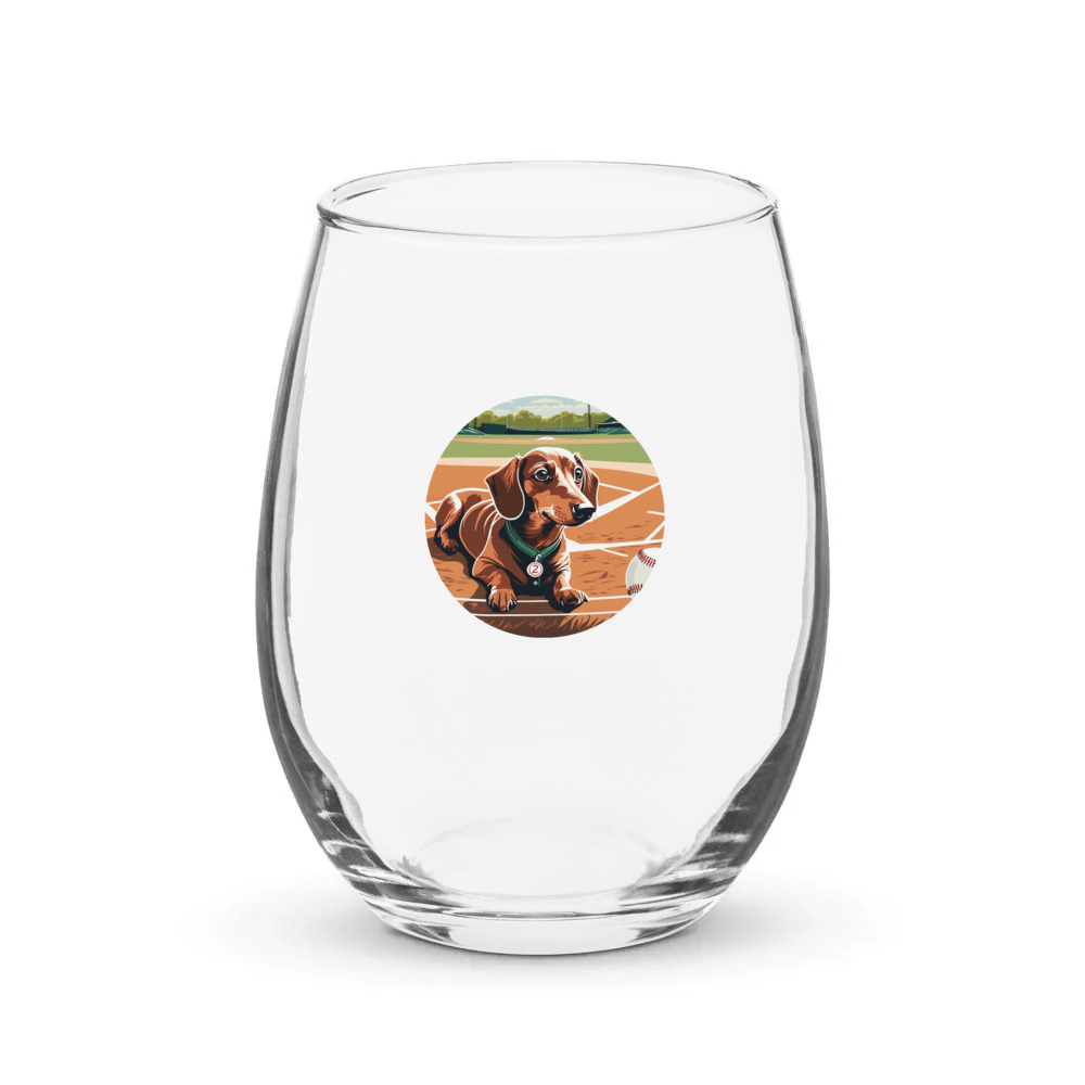 PugMug Custom Tan Dachshund Stemless Wine Glass