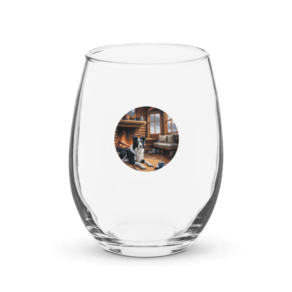 PugMug Custom Border Collie Stemless Wine Glass