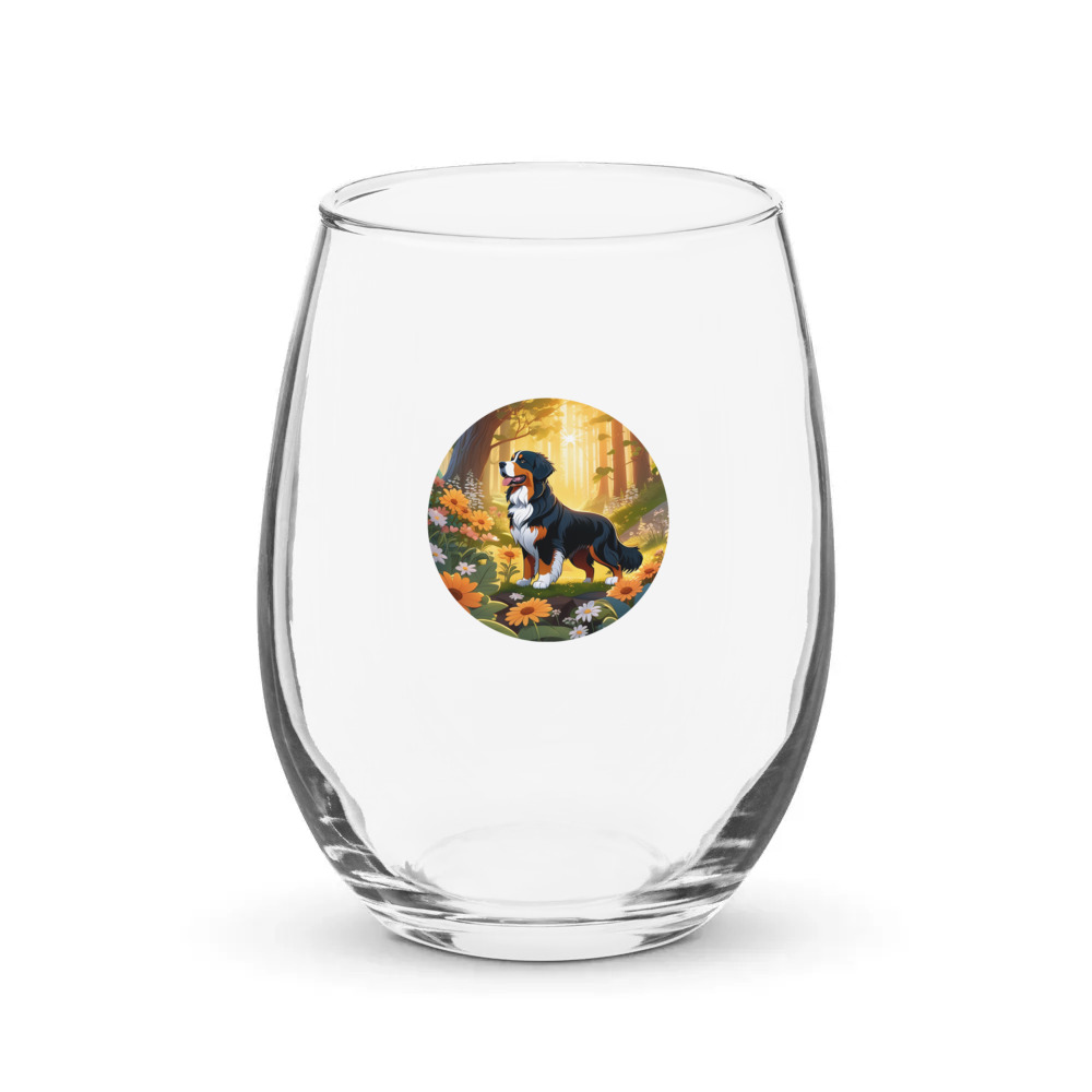 PugMug Custom Bernese Mountain Dog Stemless Wine Glass