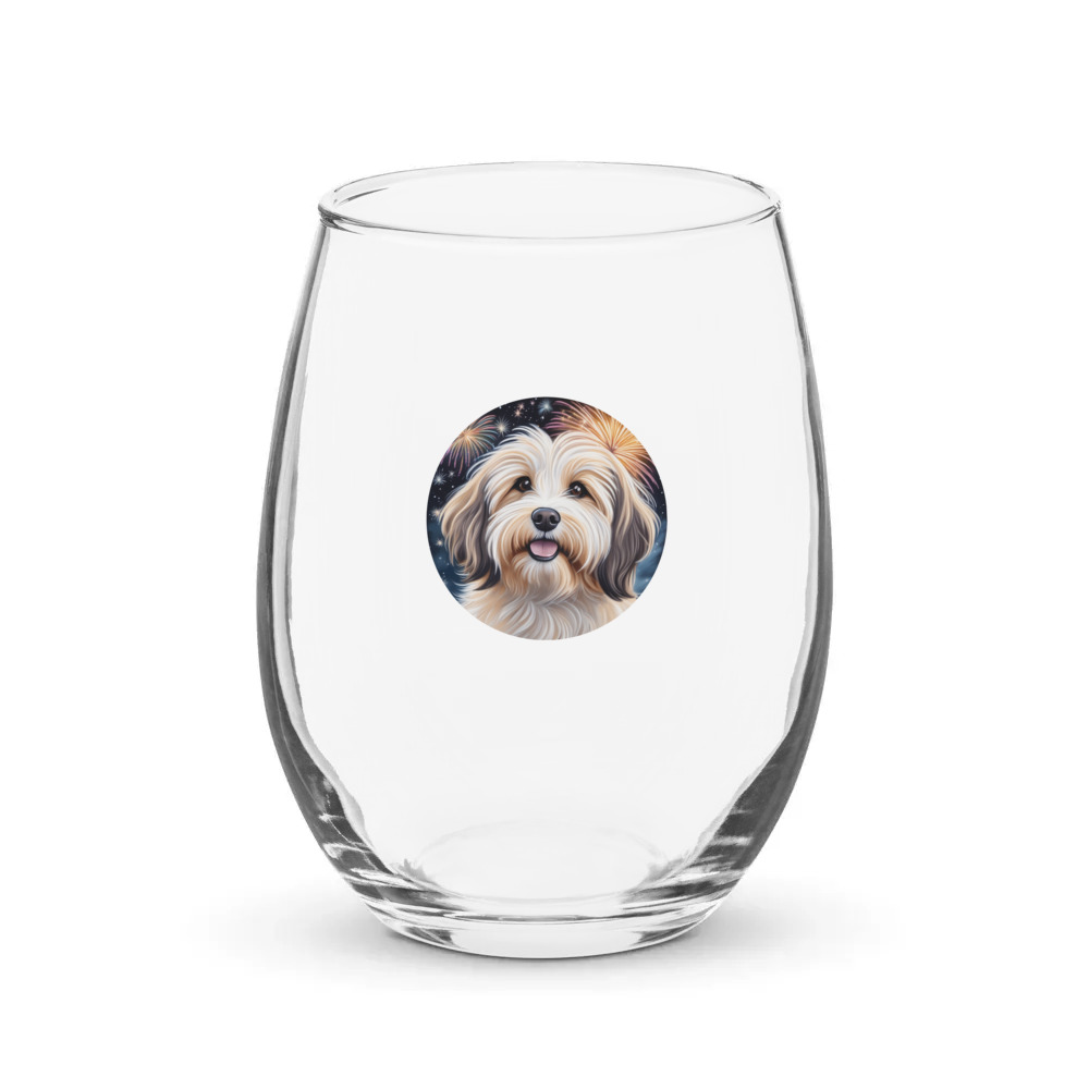 PugMug Custom Tan Havanese Dog Stemless Wine Glass
