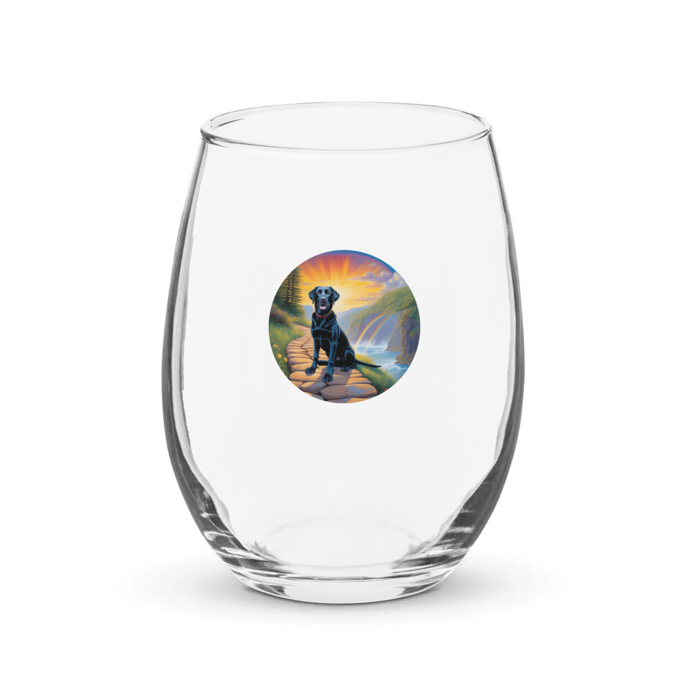 PugMug Custom Black Labrador Retriever Stemless Wine Glass