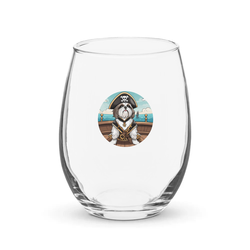 PugMug Custom Shih Tzu Stemless Wine Glass