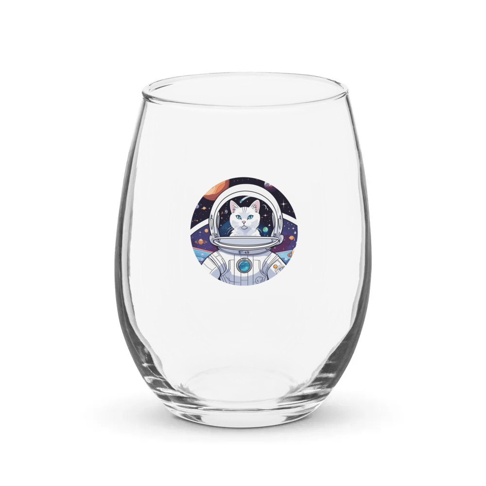 PugMug Custom White Companion Cat Stemless Wine Glass