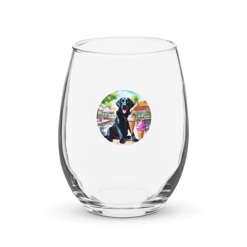 PugMug Custom Black Labrador Retriever Stemless Wine Glass