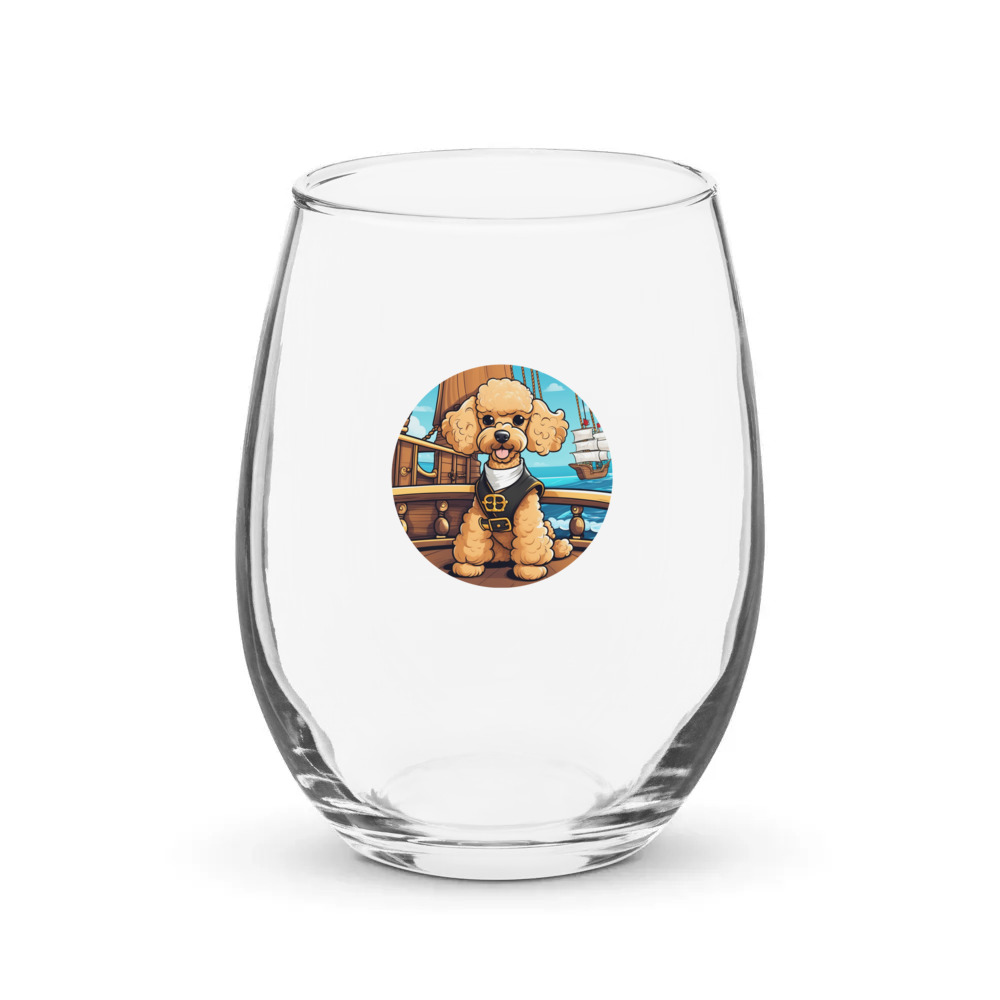 PugMug Custom Tan Poodle Stemless Wine Glass