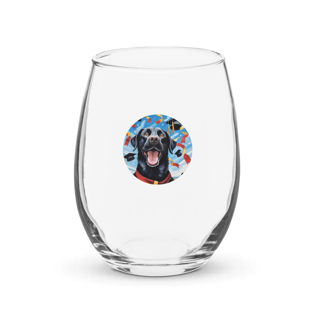 PugMug Custom Black Labrador Retriever Stemless Wine Glass