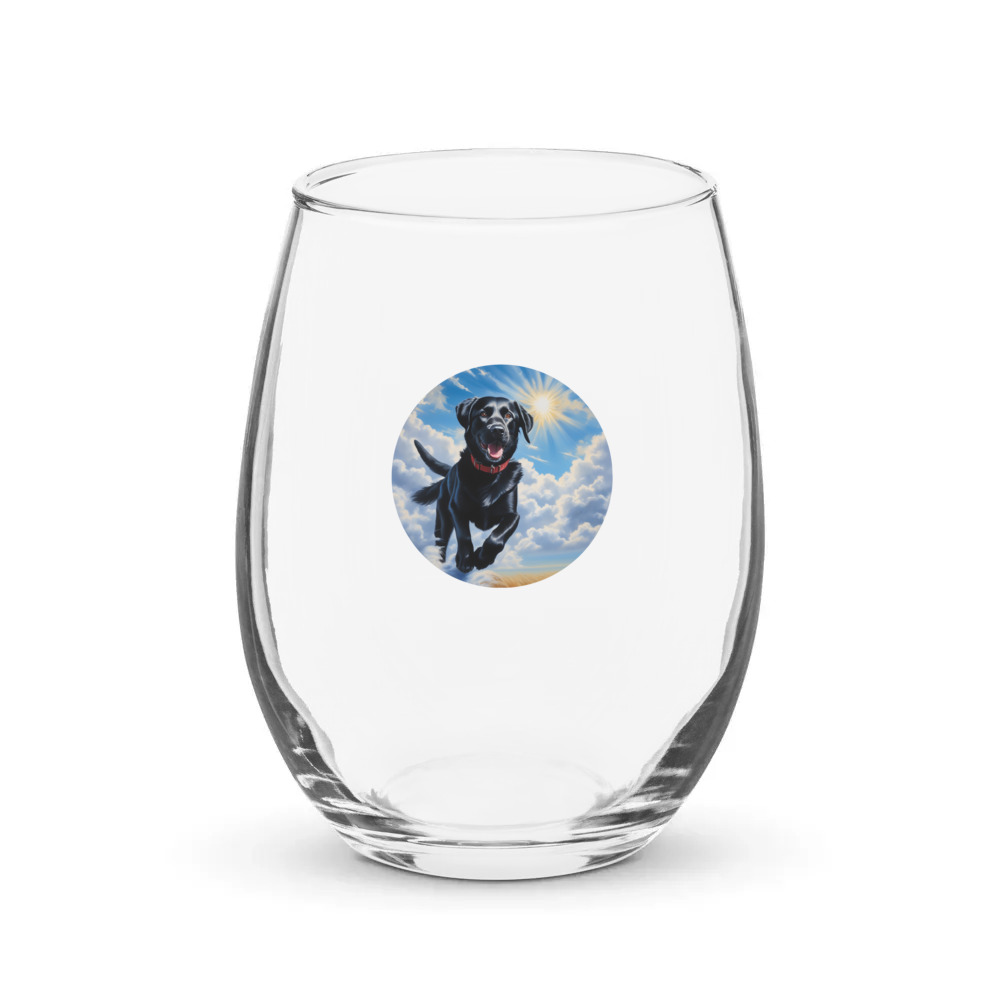 PugMug Custom Black Labrador Retriever Stemless Wine Glass